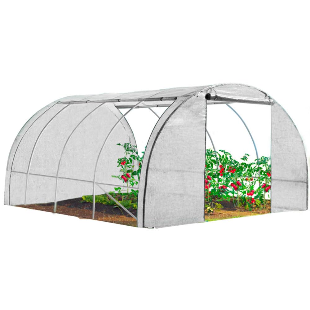 Invernadero de Jardín Túnel 4 Estaciones - 4 Ventanas -12 m² Reforzado 3x4m - Blanco