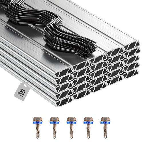 VEVOR Greenhouse Spring Wire and Lock Channel 50 Packs 6.56 ft PVC-Coated Wiggle Wire & Aluminum Alloy Channel Bundle Kit with Included Screws 0.05 in Thickened Poly Film & Shade Cloth Attachments