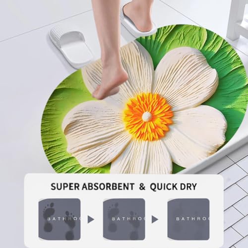Image of Soft sillicon Super Absorbent Door Mats, 40x60cm Anti Skid Quick Drying & Water Absorbent Multi Design Bathroom Carpets Bathroom Entrance Door Mats (Pack of 2) (3D Beautiful Flowers)