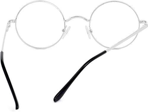Miniatura 6 de EYLRIM Gafas redondas con bloqueo de luz azul para mujeres y hombres, lentes transparentes con marco de metal, sin receta