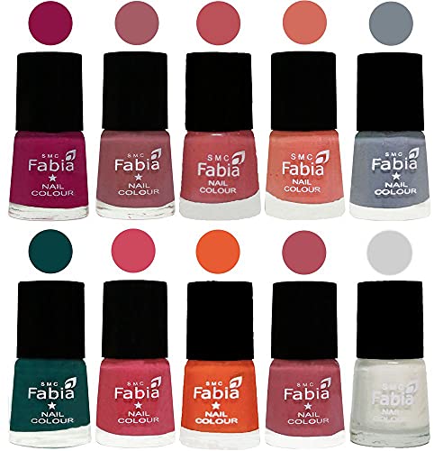 Image of ALL IN ONE (PACK OF 10), Long Lasting Glossy Nail Polish, 6 ml Each, All Vibrant Colours,01972