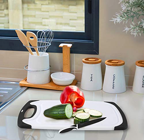Durable Plastic Cutting Board Set for Vegetable, Meat or Cheese with Non-Slip Feet and Handles