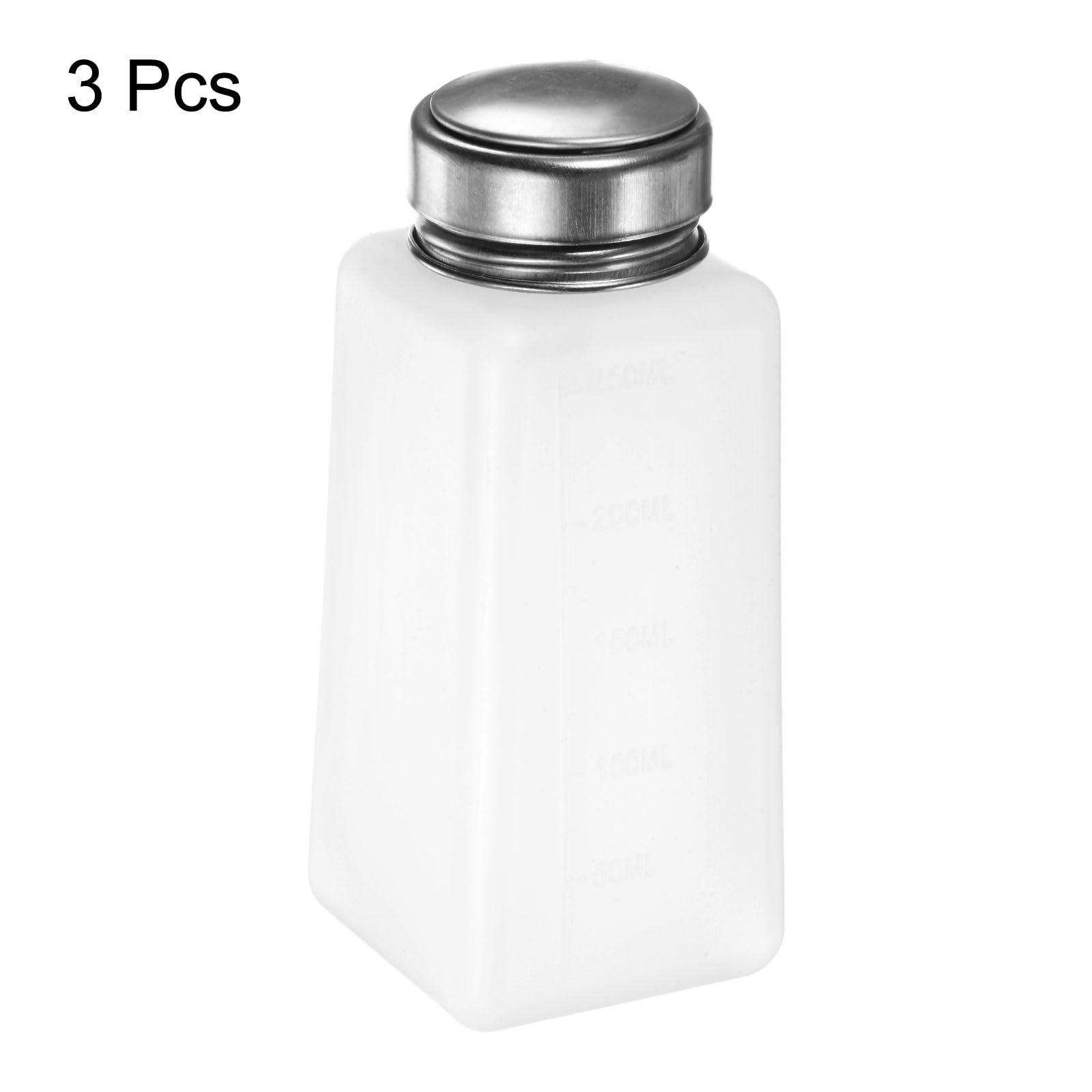 QUARKZMAN 3pz Dispenser Solventi Alcol, 250 Ml (8.5 Oz) Dispenser Liquidi Pressione, Coperchio Sigillante Acciaio Inox per Acetone, Detergente, Solvente Smalti, Bianco