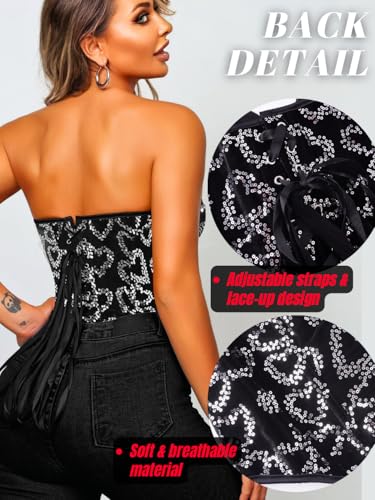 Image of ChiaoLezhee Heart Corset Top For Women, Sexy Concert Outfits Going Out, Strapless Crop Top, Overbust Bustier