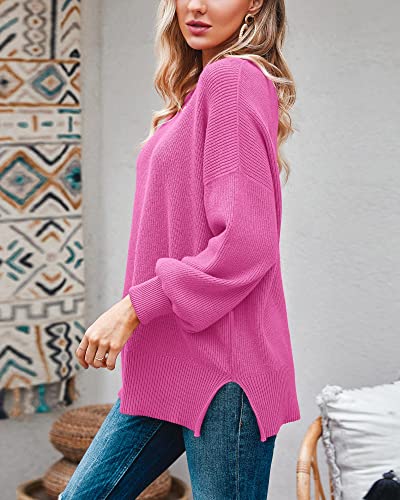 Image of Imily Bela Womens Oversized Tunic Sweaters Fall Slouchy Long Sleeve Ribbed Knit Side Slit Pullover Jumper
