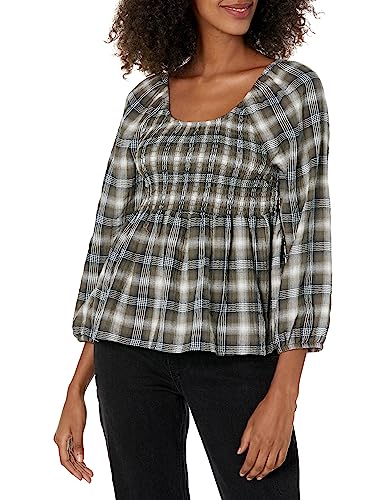 Tommy Hilfiger Damen Plaid Schößchen Bluse, Thymian Multi, Groß – Ansicht 1