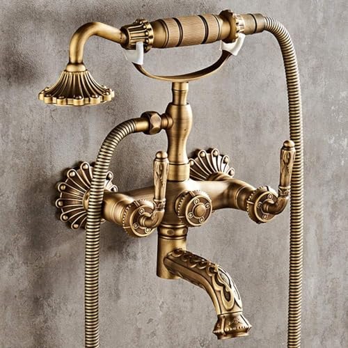 Douche de tête fixe rétro et pommeau style téléphone vintage en bronze véritable