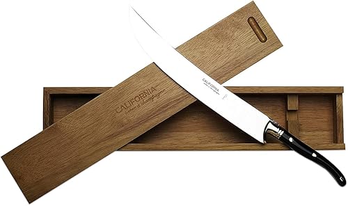 California Champagne Saber Company - Madera negra - Espada hecha a mano en estilo francés Laguiole - Empaquetada en elegante caja de madera de roble