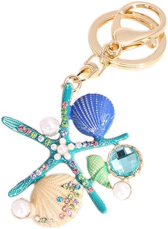 Cute Starfish Design Sparkling Crystal Rhinestones Keychain Handbag Charm Decoration Accessories