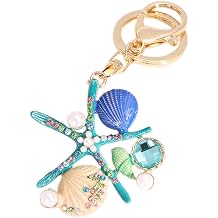 Cute Starfish Design Sparkling Crystal Rhinestones Keychain Handbag Charm Decoration Accessories