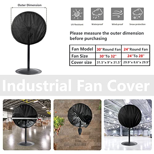 Bitubi Industrial Fan Cover, Waterproof Outdoor Fan Covers, Compatible For 30 Inch Wall Mount Fan And Pedestal Fan, Heavy Duty 600D Oxford Dustproof Fan Cover,Black #TOP1