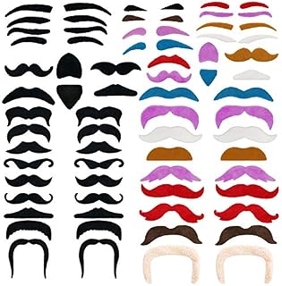 Party Mustaches Self Adhesive, 60 Pcs Fake Moustache Eyebrows Costume Novelty Mustaches for Party Masquerade Performance Multicolor Multi Styles