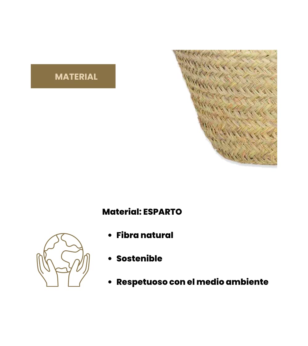 Cestería Aparici - Macetero Colgante de Esparto Natural para Plantas de Interior y Terraza. Cesto Artesanal de Pared para Decoración Rústica y Cocina. (Modelo Matoi, Ref. 4402).