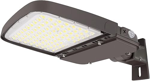 Luz LED de estacionamiento de 240 W con fotocélula del atardecer al amanecer, luces regulables comerciales para exteriores con soporte de brazo, 130