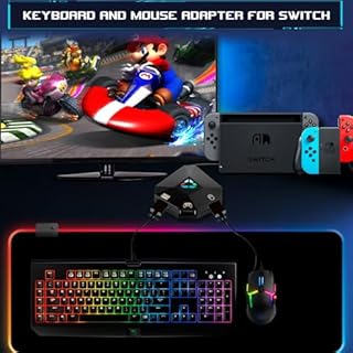 Arvin Keyboard and Mouse Adapter for Nintendo Switch/PS4/PS3/Xbox One/Xbox 360 Consoles, Switch Adapter Support Custom Mapping & Mouse Sensitivity Adjustment, Wired Keyboard and Mouses Converter