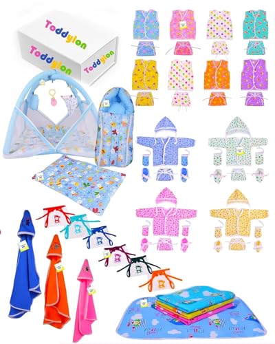 Image of Toddylon Flat Bed 56 in 1 Baby Products All New Born Combo (Multicolour, 0-6 Months)