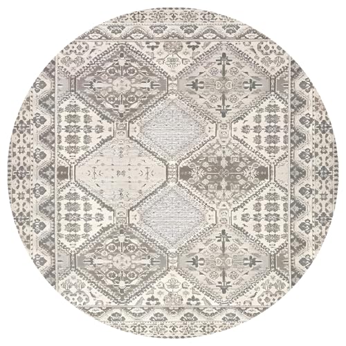 Tapis rond vintage antidérapant et lavable pour sols en bois