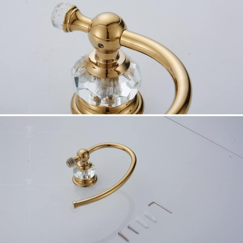 Bathroom Bath Towel Holder, Hand Towel Ring, European-Style Crystal Towel Ring, Rose Gold Towel Rack, Storage Hardware Towel Hanger, Towel Holder,Gold-A (Gold A)