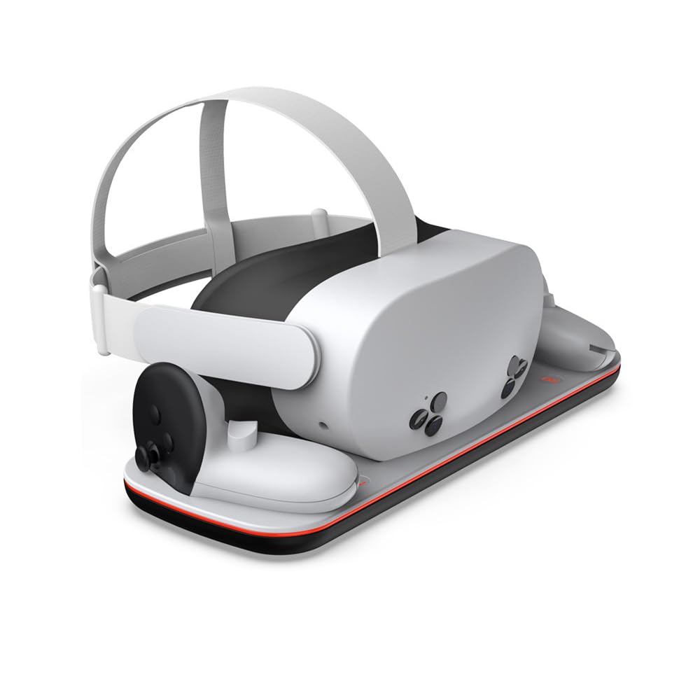 Station d'accueil pour Meta Quest 3S, Station de Charge magnétique pour Quest 3S VR, Charge Rapide pour Le Casque et Les contrôleurs, avec 2 Batteries Rechargeables.