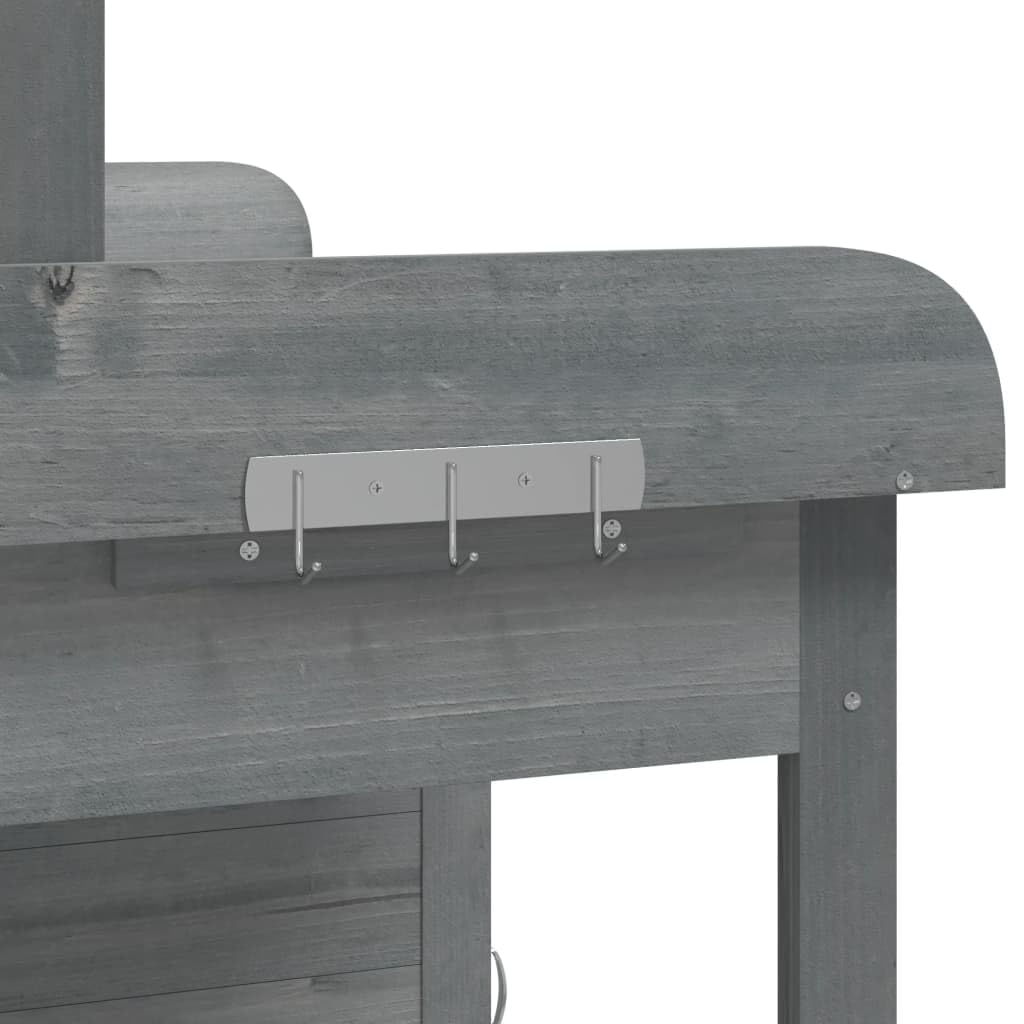 vidaXL Pflanztisch mit Schrank Grau 110,5x45x124,5 cm Massivholz Tanne