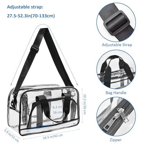 Enkrio Clear Bags for Stadium Large Clear Tote Bag with Shoulder Strap Duffel Bag for Work Travel Gym Makeup Organizer2