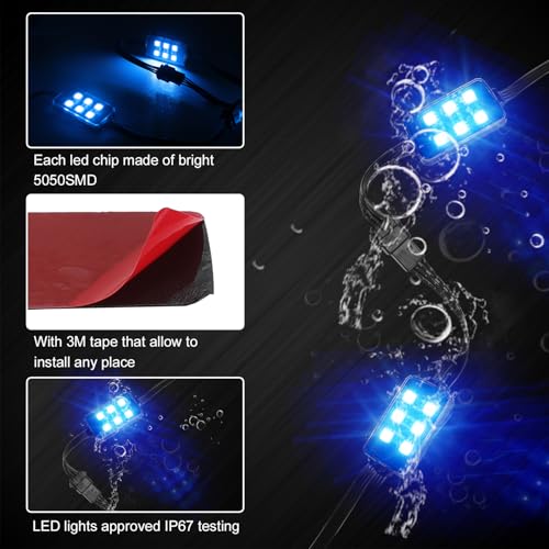 Image of 12 Pod Motorcycle RGB Led Light Kit - Neon Lights Underglow Kit with Brake Light for Harley Honda Kawasaki Suzuki Indian - 12V Waterproof Multi-Color Under Glow Lights with RF Remote