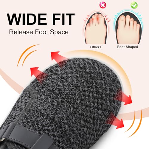 Image of Spesoul Wide Womens Walking Shoes Adjustable Diabetic Shoes Breathable Zero Drop Barefoot Shoe Neuropathy Edema Nursing Shoe Wide Width Sneakers