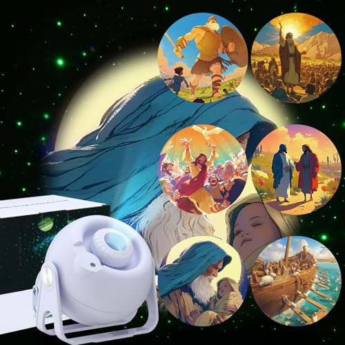 Image of Aurelema Bible Verses Projector Galaxy Projector Includes 6 Interchangeable Christian Discs Night Light Set Project Religious on Walls or Ceilings for Christian