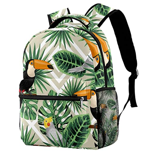 Sac à dos voyage et école avec porte-bouteille style tropical pour ados et enfants