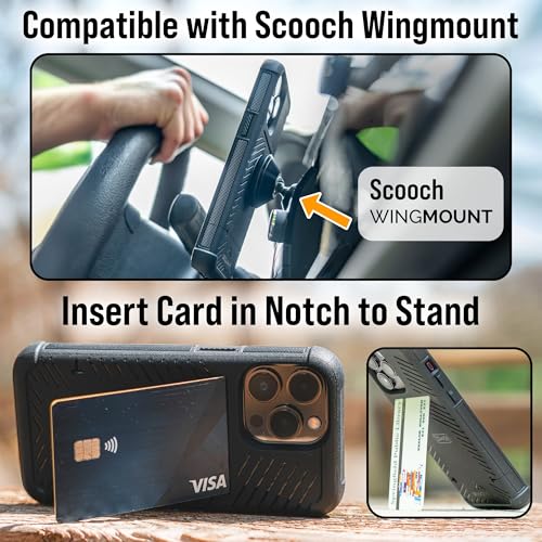 Image of Scooch for iPhone 13 Mini Case with Card Holder, Wingmate Wallet Case with Hidden Card Slot and RFID Protection for up to 4 Cards, 10-Foot Drop Protection, Black