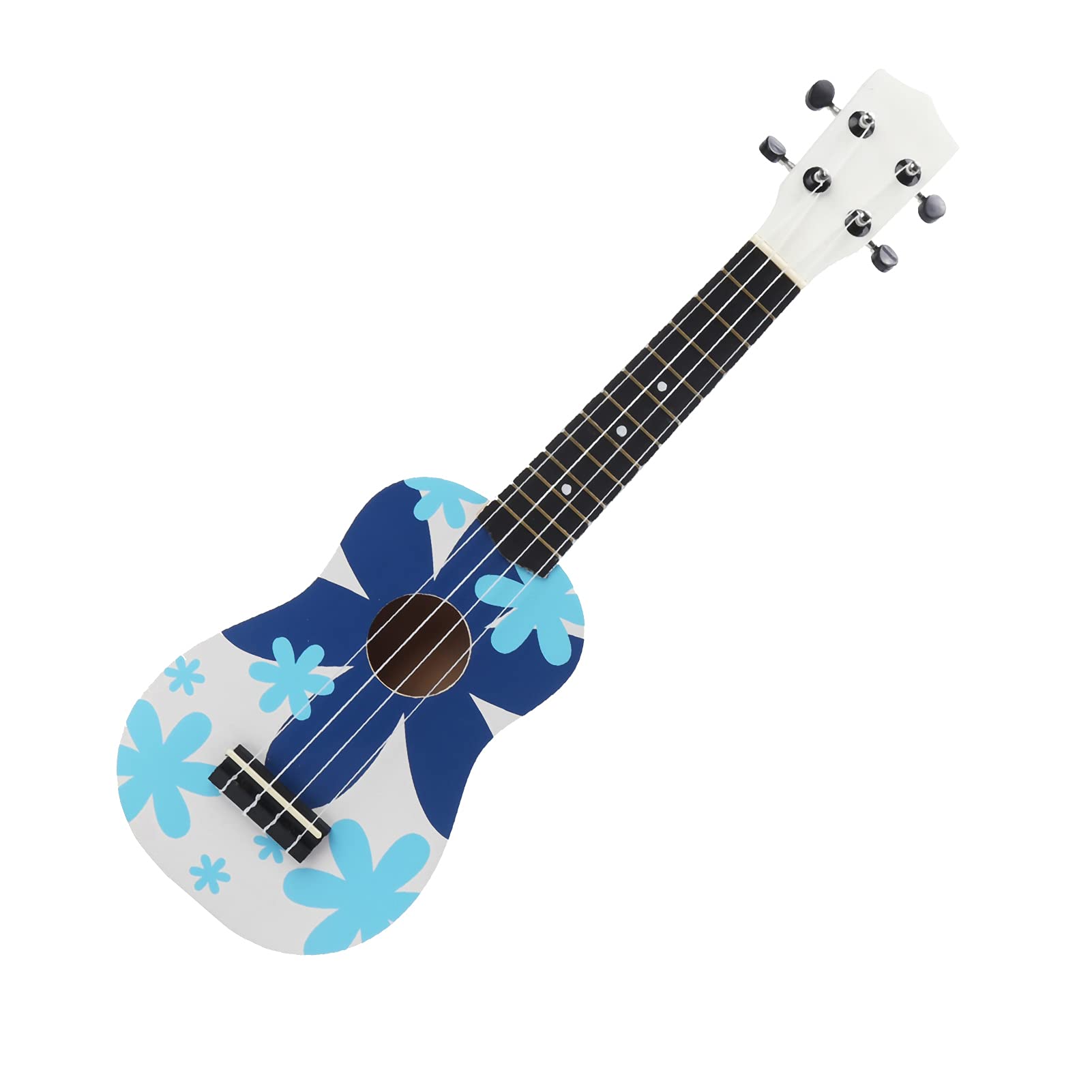 Bediffer Ukulele 21 Pollici Chitarra Hawaiana a 4 Corde per Principianti e Bambini con Custodia Protettiva, Corde in Nylon Morbido, Motivi Blu e Verdi (Blu)