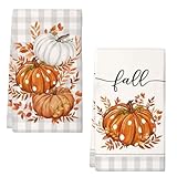 Fall Decor Geschirrtücher Herbst Kürbisse Blumen Herbst Küchentücher mit Küchentücher Geschirrtücher 2 Stück 40x60 cm Saisonale Herbstdeko für Küche und Haushalt