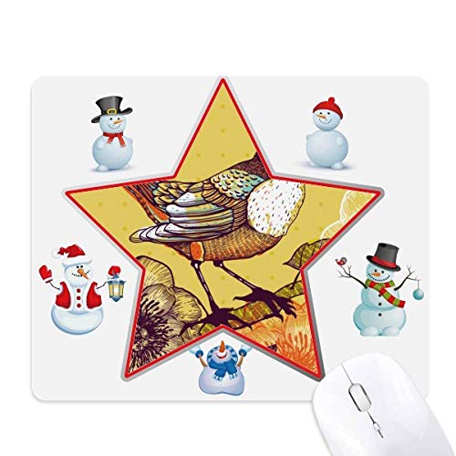 Tapis de souris bonhomme de neige et étoile pour bureau d'hiver