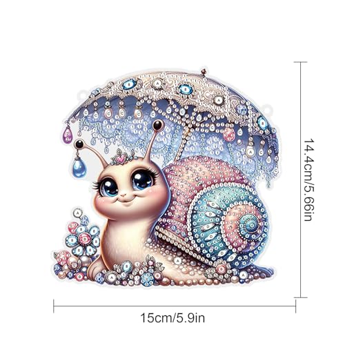 Image of AiYuanzsh Snail Diamond Painting Hanging Kit, 5D DIY Acrylic Special Shaped Diamond Painting Kit for Adults, Diamond Art Suncatchers for Home, Window, or Garden Decor