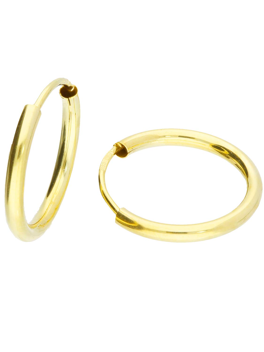 My Gold Damen Mädchen Ohrringe Creolen 333/585 Echtes Gelbgold Gold (8/14 Karat) Ø 20mm Breite 2,5mm Goldohrringe Pretty Celine
