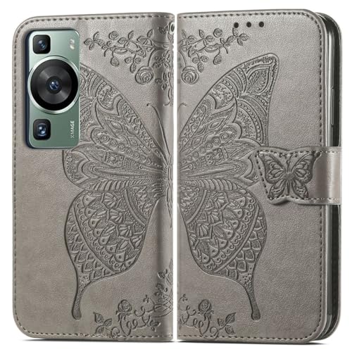 Étui à rabat pour Huawei P60 König Design en gris avec support - 4