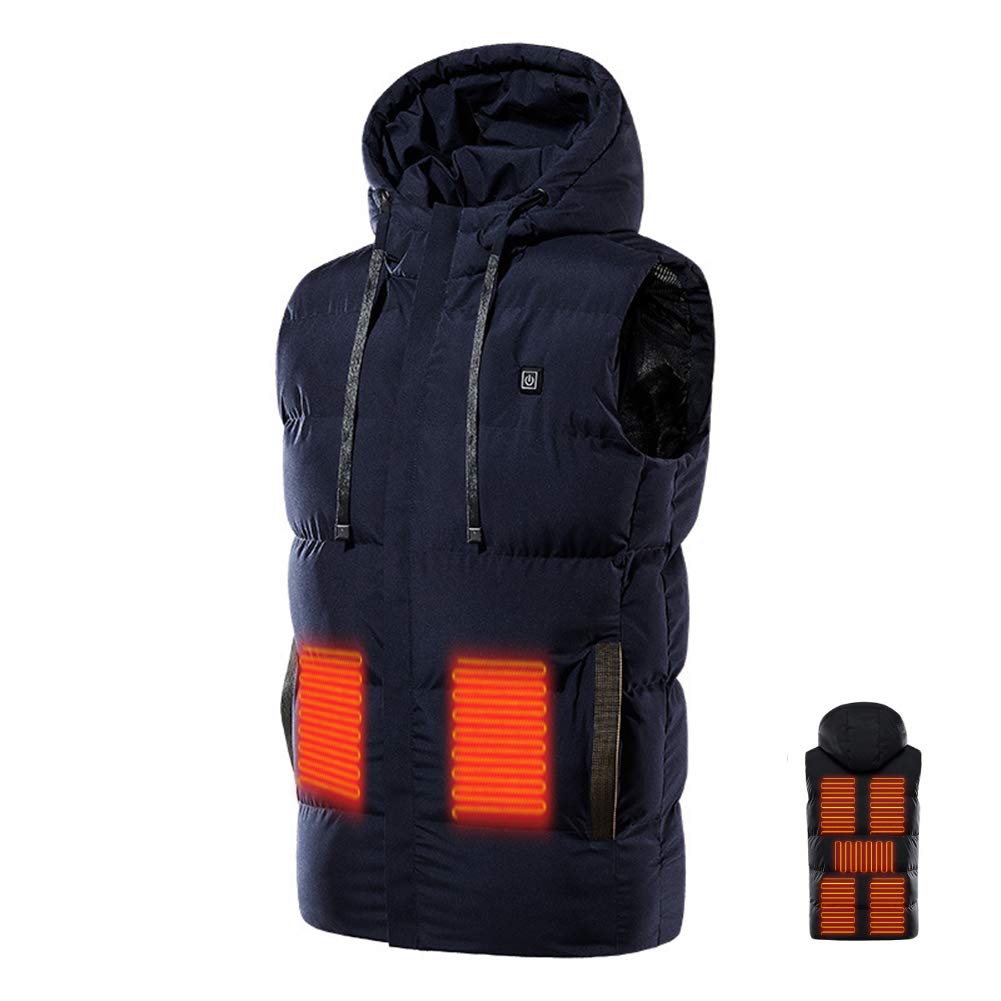 7 Ogrzewanie strefowe Outdoor Camping Piesze wycieczki Wędkarstwo Ciepłe zimowe ubrania męskie Elektryczny grzejnik USB Kurtka termiczna, niebieska, 5XL,Ogrzewanie pleców
