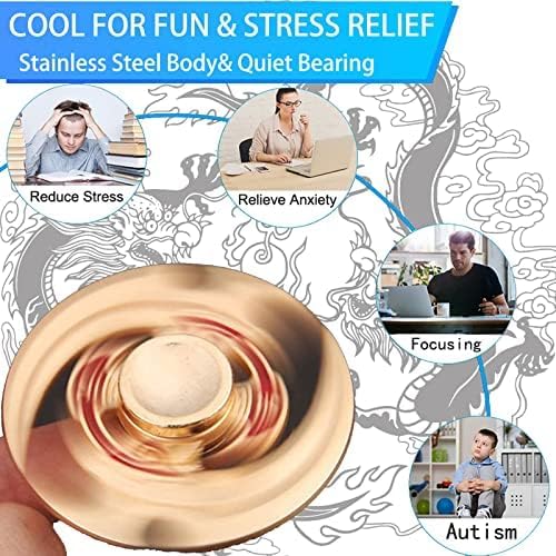 Dragon Fidget Spinner Toy for Kids Adults, Metal Desk Office Decor Toy, Cool EDC Gadgets for Stress Relief, Christmas Stocking Stuffer, Birthday Party Favor Gifts for Classroom Car Travel 3PCS