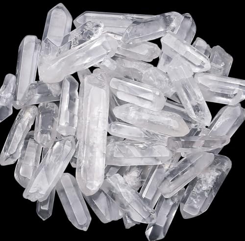 Sahoottie 100g Natürlicher Bergkristall Steine Spitzen Klarer Quarz Stab 3-5cm Polierter Klare Spitze UnregelmäßIger Kristallstein Spitze für Balance Energie Heilsteine Reiki Steine