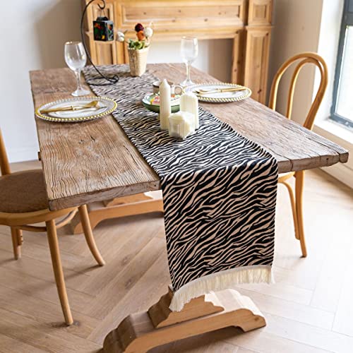 Chemin de table automne rustique noir curry 240 cm pour buffet et commode - 7