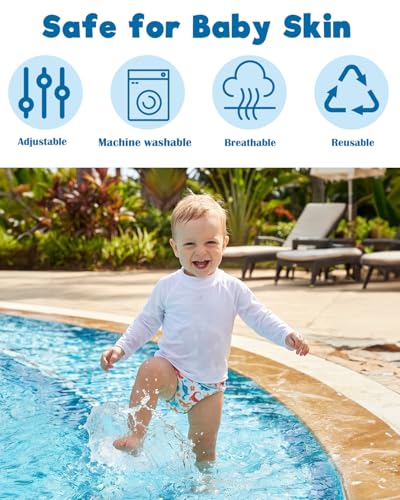 Image of ALVABABY Large Cloth Swim Diaper 3pcs Baby /Toddler /Infant Snap Reusable Adjustable Swimming Diaper Baby Boy and Girl 3ZSWY79