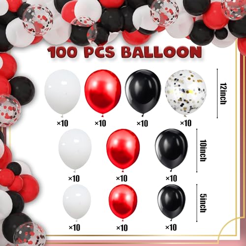 2024 Graduation Party Decorations, 110pcs Graduation Party Supplies Include LED Light Strings Balloon Box, Photo Background, Foil Balloon, for Congrats Grad 2024 Party Decorations (Red Black) - Thumbnail 4