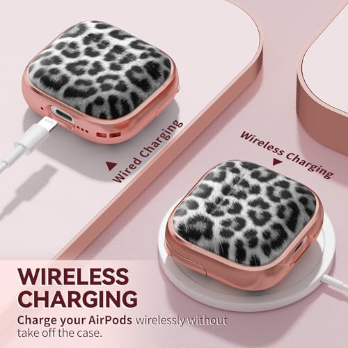 Image of Inesore for AirPods 4 Case Cover 2024 with Lock-Black Jaguar | Two-Piece Design,with Gold Keychain & Cleaning Pen,Support Wireless Charging,Cute Luxury Case for Women Girly