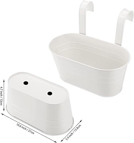 Miniatura 2 de Foraineam Paquete de 4 macetas colgantes, soportes de metal de hierro para macetas, barandilla de valla grande, balcón, jardín, macetas colgantes