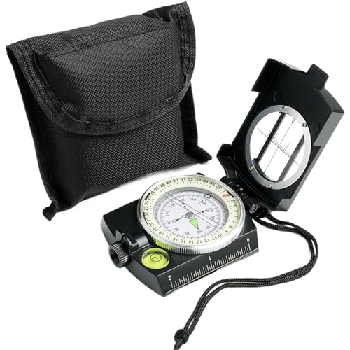 XIEweiZHI Brújulas Brújula de Senderismo Brújula de Supervivencia Impermeable con Cuerda Colgante y Bolsa for Lectura de mapas navegación(Black)
