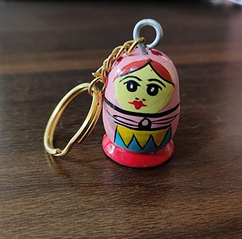 Image of BoBo Indian Dolls Handicraft, Wooden Hand Painted Keyring /Keychain Family Set, Best for Gift and Personal Use