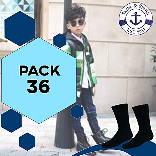Yacht & Smith 36 Pairs Of Children & Kids Wholesale Bulk Sports Crew, Athletic Case Pairs Socks, by SOCKS'NBULK (36 Pairs Black, Kids 6-8 (Shoe size 4-7.5))2