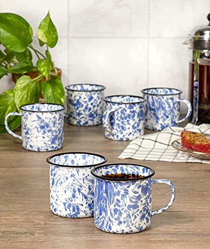 Red-Co-Set-of-6-Enamelware-Metal-Medium-Classic-12-Oz-Round-Coffee-and-Tea-Mug-with-Handle-Navy-Blue-MarbleBlack-Rim–Splatter-Design Red Co Set of 6 Enamelware Metal Medium Classic 12 Oz Round Coffee and Tea Mug with Handle Navy Blue MarbleBlack Rim–Splatter Design
