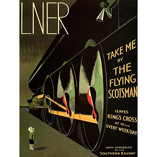 Wee Blue Coo Travel Lner Railway Flying Scotsman UK Locomotive Vintage Advert Art Print Poster Wall Decor 12X16 Inch