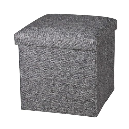 Image of Lazer Folding Storage Ottoman Stool | Multipurpose Organizer Bench & Footrest | Cube Coffee Table with Wardrobe Storage for Clothes, Books & Toys | Living Room, Bedroom & Study (30x 30 x 30cm)